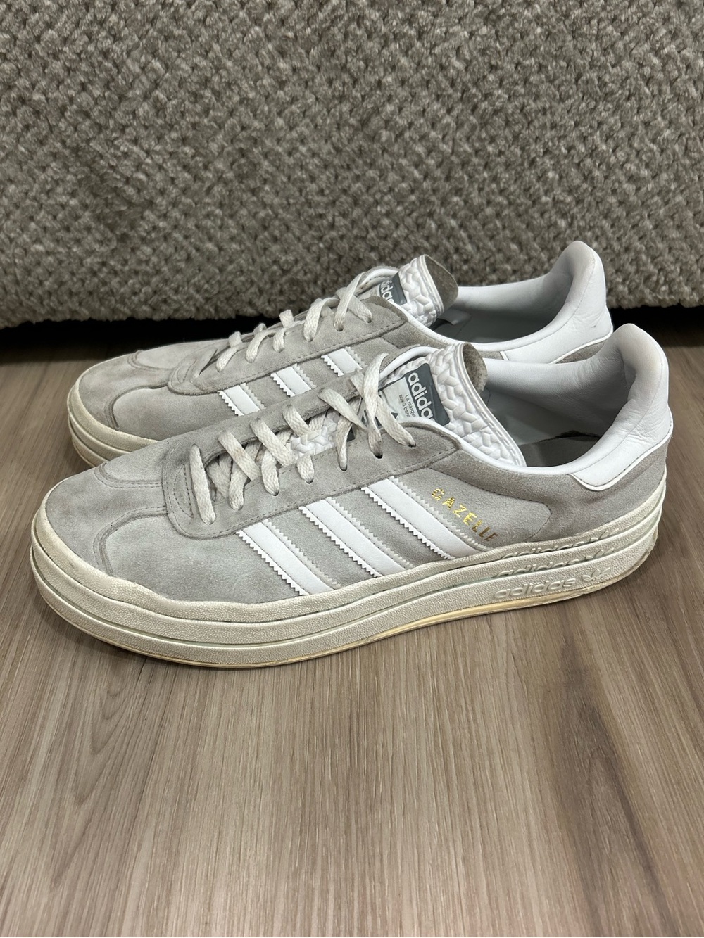 Adidas Gazelle Bold Grey White Platform Suede Sneakers - Size Women’s 11